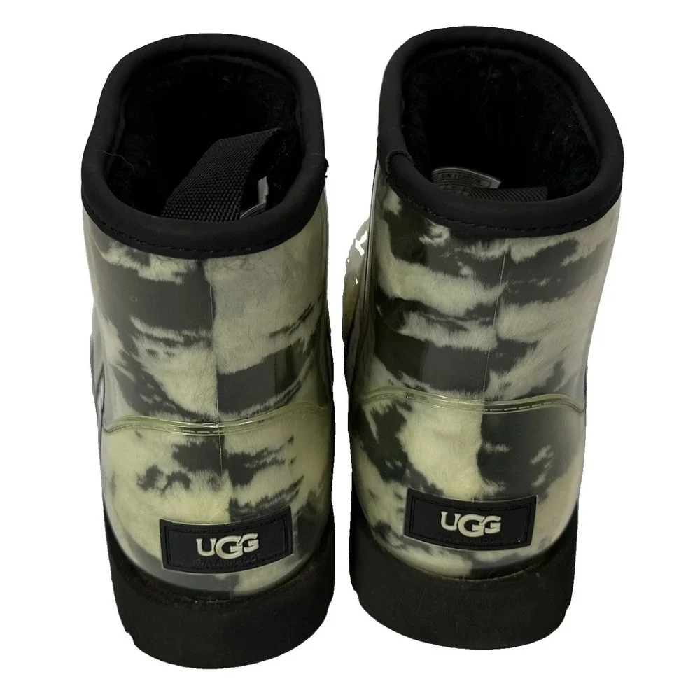 UGG Classic Clear Mini Marble Black Waterproof Boot Rain Size 7